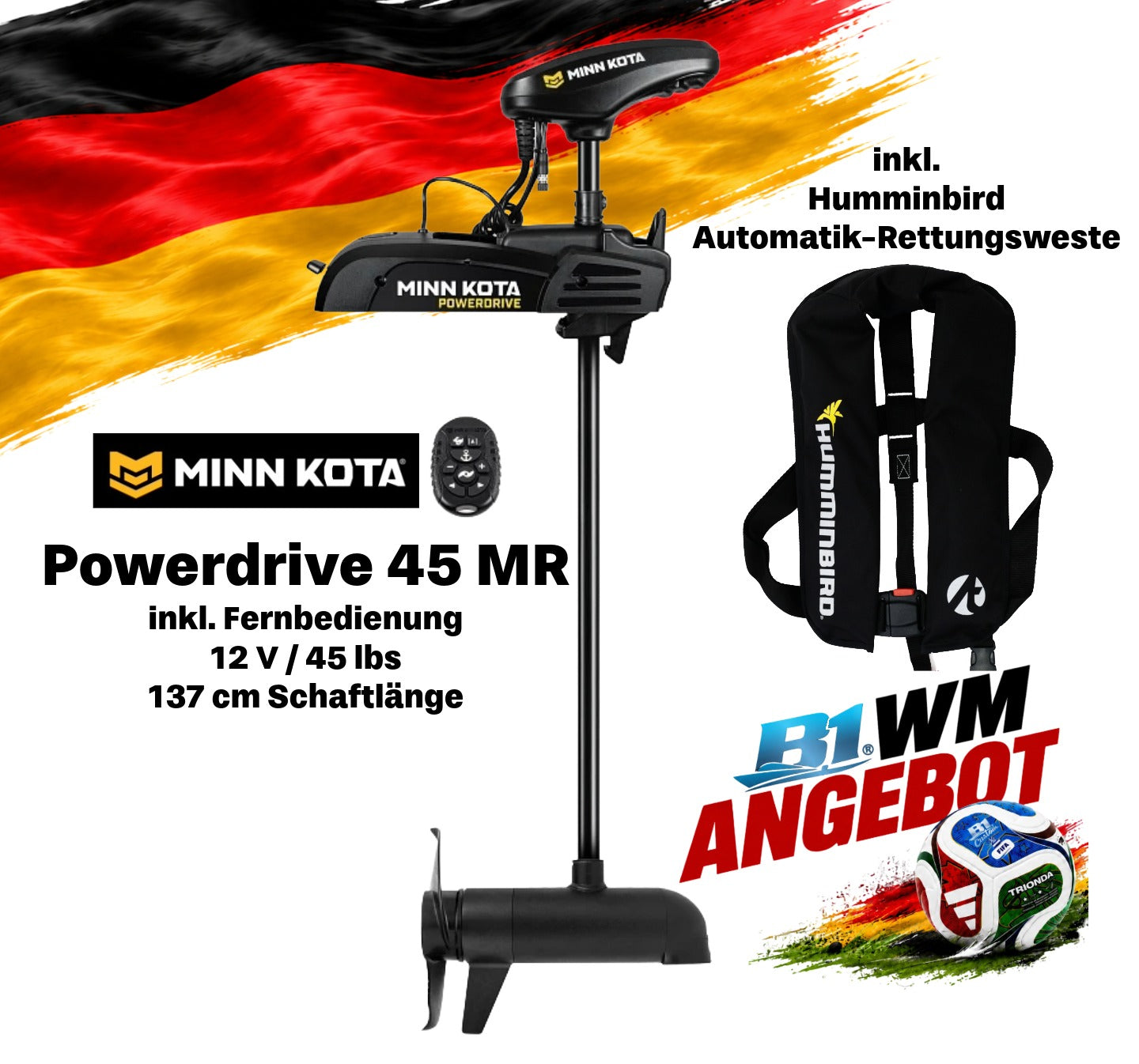 Minn Kota Powerdrive 45 MR, 12V 54" 137 cm B1-WM Angebot